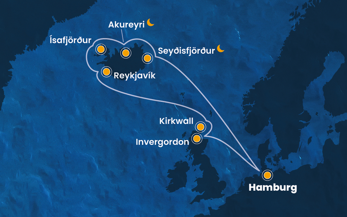 Routenkarte - Erlebnisreise Island & Schottland (Costa)