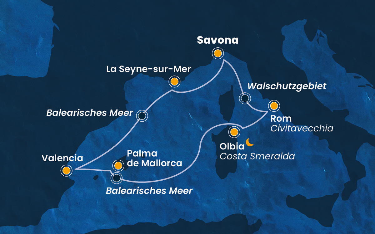 Routenkarte - Zauberhaftes Mittelmeer (Costa)